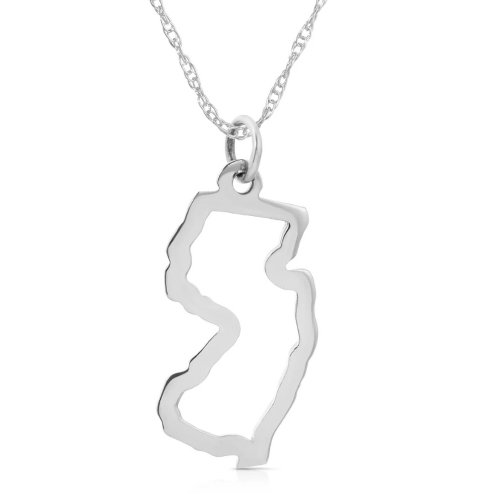 Maya Brenner Los Angeles New Jersey State Cutout Necklace Sterling Silver 925